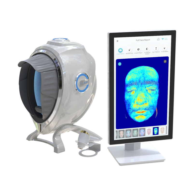 Quality LED Skin Analyzer Machine AI Detection 21.5 Robotic Arm Base Touchscreen PC for Face JP/US/ZA Plug Compatible Commercial Use factory